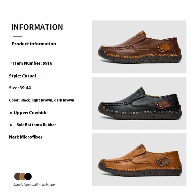 Men's Handmade Leather Shoes - Casual Flat Outdoor Dress Shoes