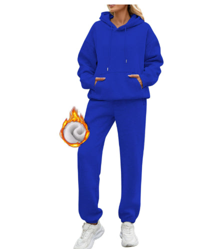 Men's 2-Piece Sports Suit - Solid Color Hoodie & Pants Tracksuit Set