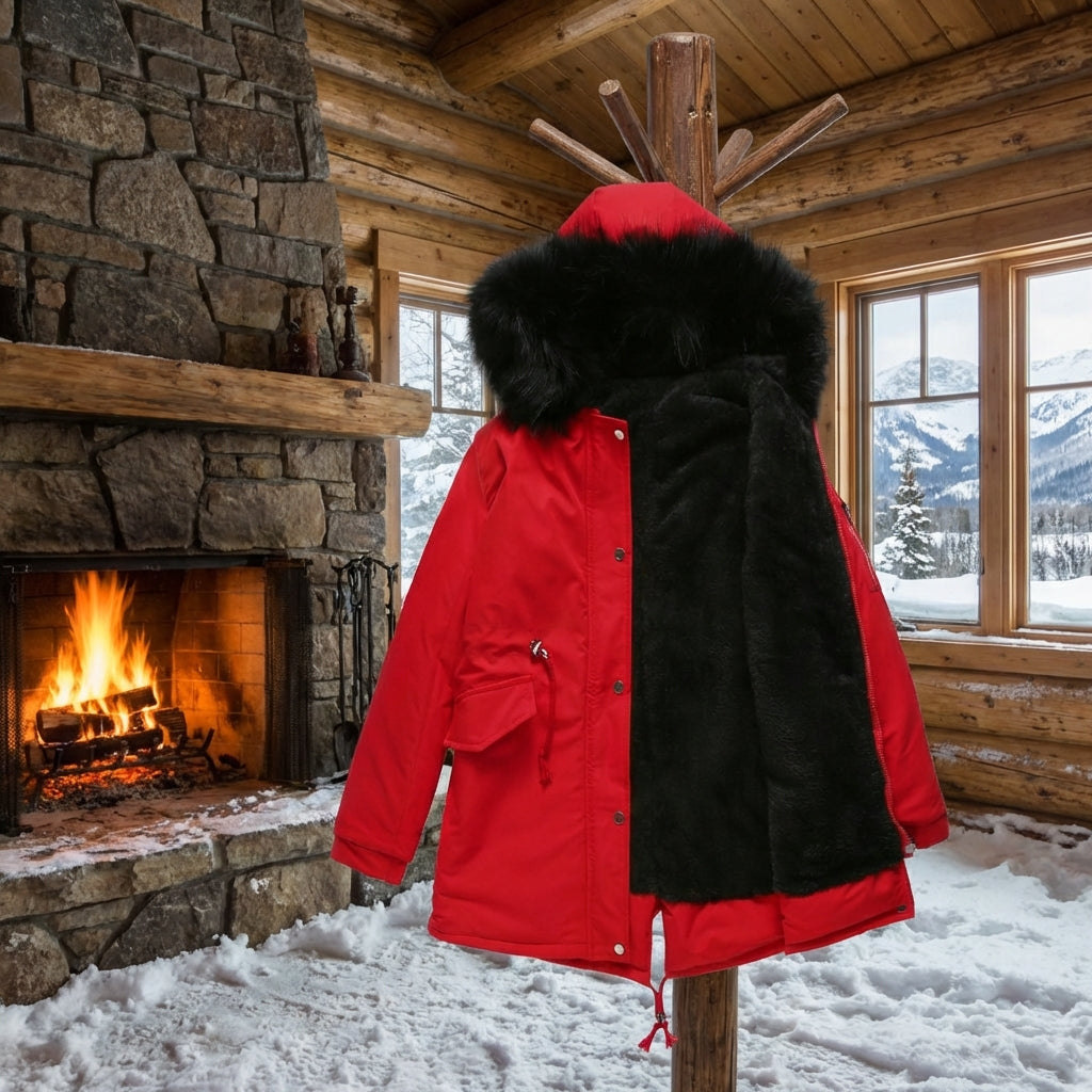 Women's Mid-Length Hooded Parka - Thickened Cotton-Padded Winter Coat