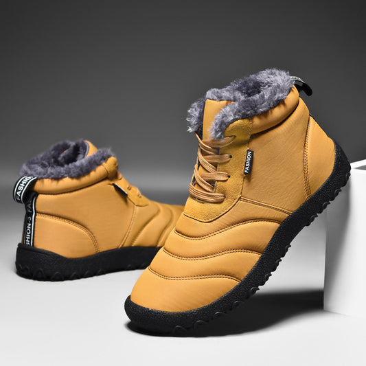 Plus Size Fleece-Lined Snow Boots - Casual Warm Flat Cotton Winter Shoes