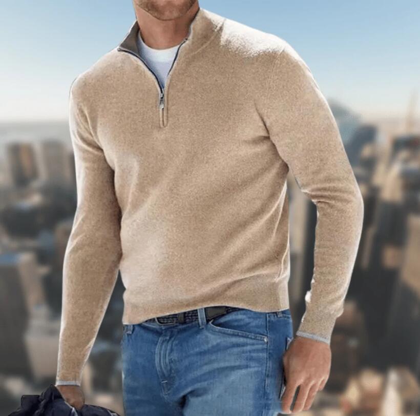 Men's Long Sleeve Cardigan - Autumn Winter Cashmere Blend Sweater