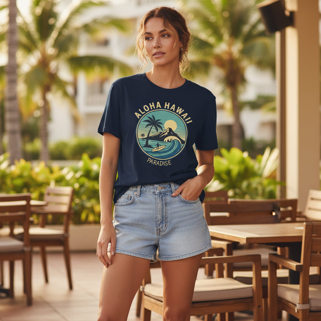 Aloha Hawaii Paradise T-Shirt, Beachwear, Vacation Shirt, Summer Apparel, Surfing Gift, Graphic Tee