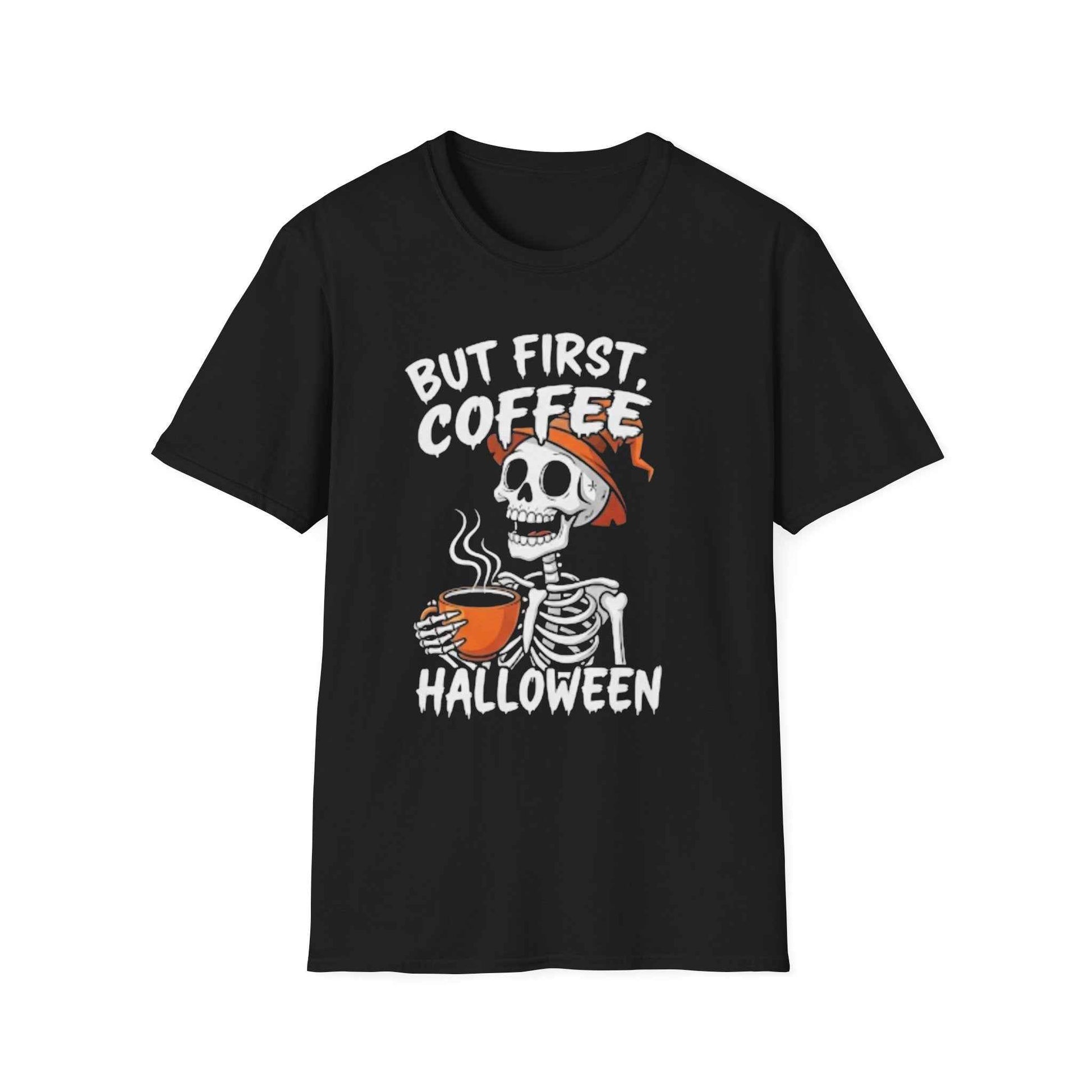 Halloween Skeleton Coffee T-shirt - Funny Design for Coffee Lovers