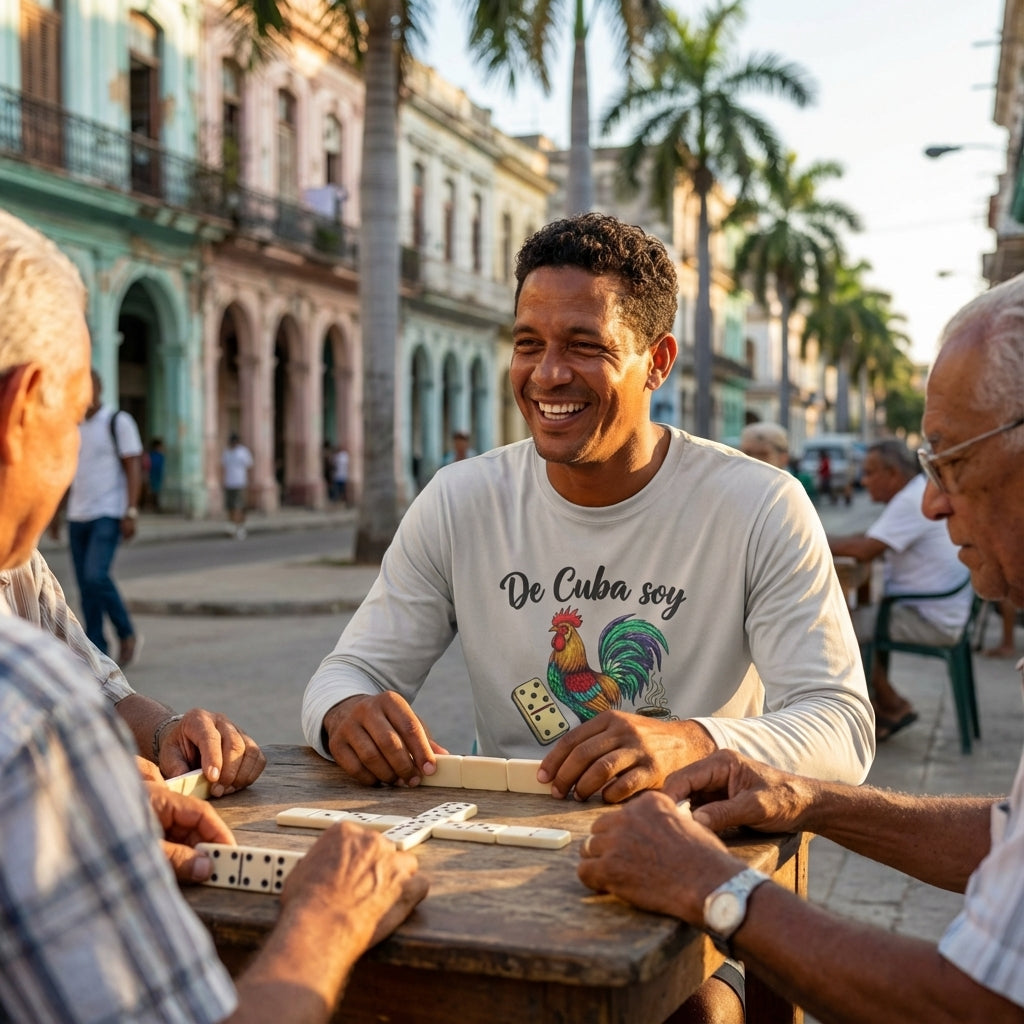 Three men playing a game outdoors with a city street in the background
