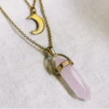 Moon Hexagonal Crystal Column Pendant Necklace - Geometric Statement Jewelry for Women