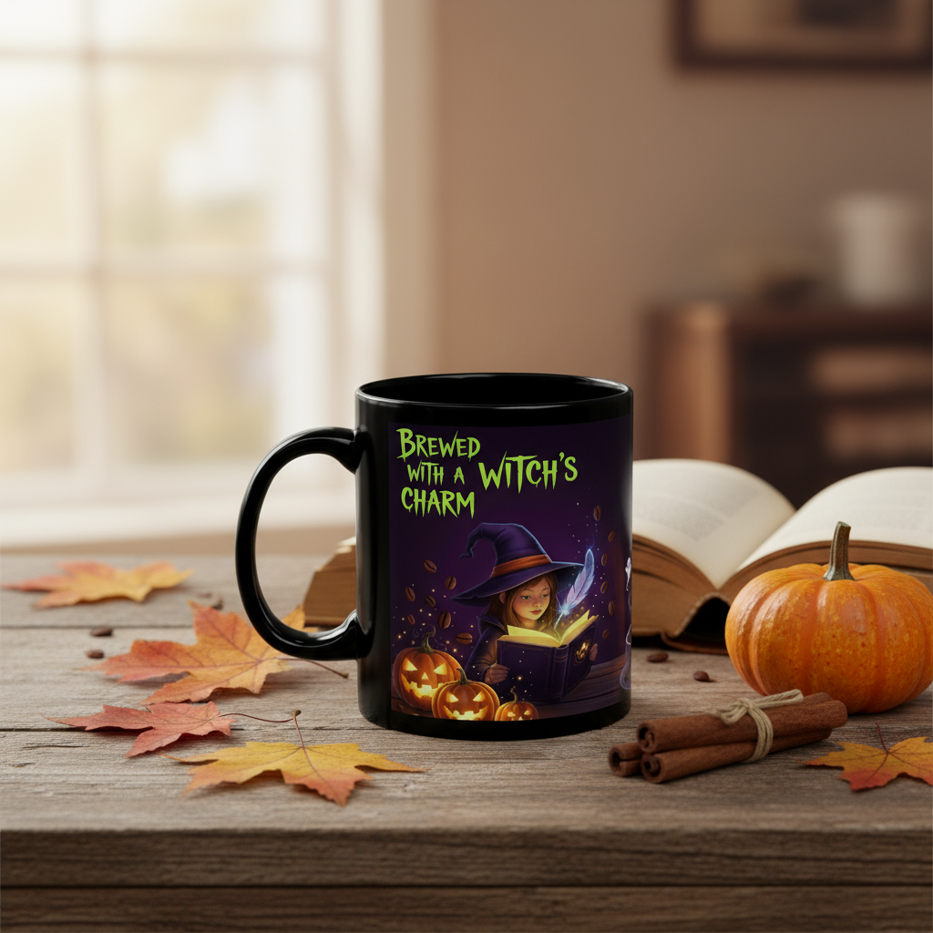 "Brewed with a Witch's Charm" Halloween Coffee Mug - Limited Edition Gift
