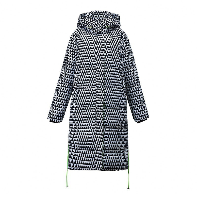 Women's Plaid Houndstooth Coat - Down Cotton-Padded Winter Jacket