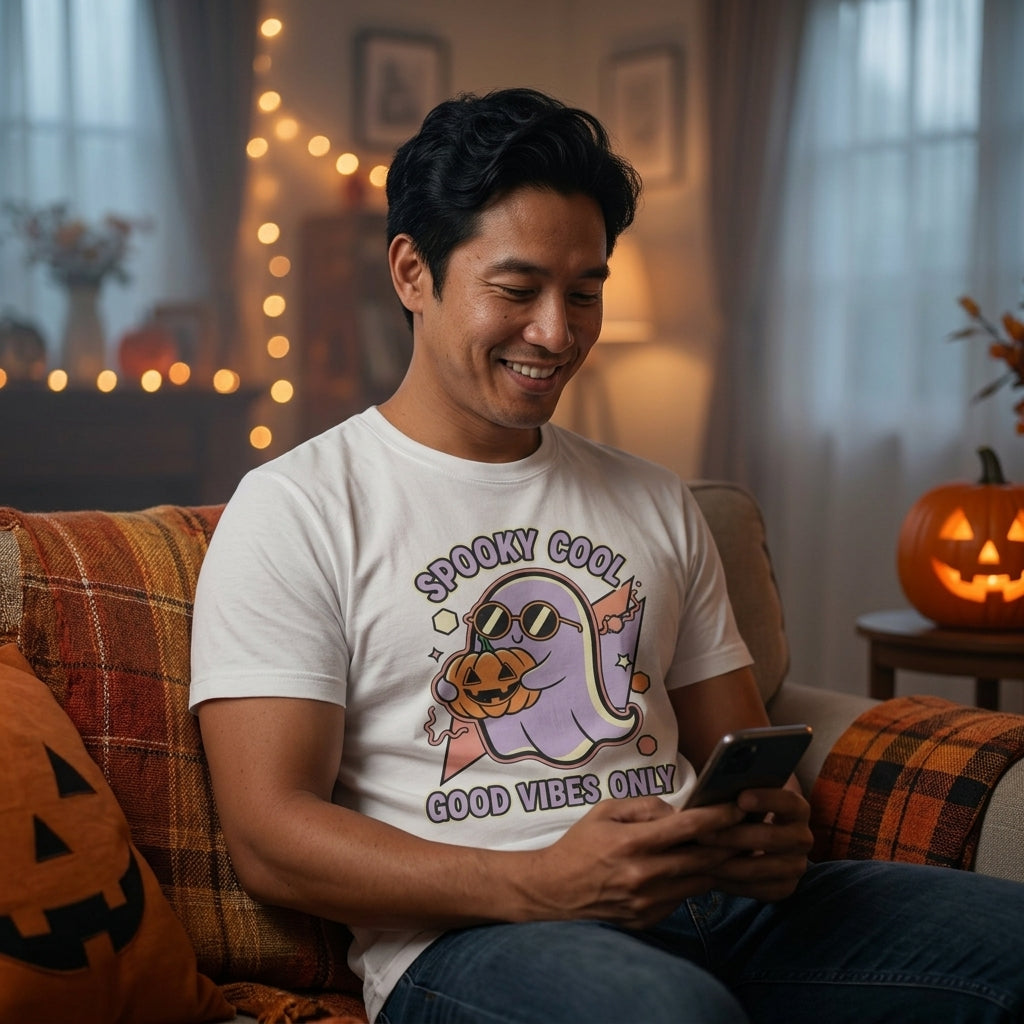 Spooky Cool Ghost T-Shirt | Good Vibes Only Halloween Tee