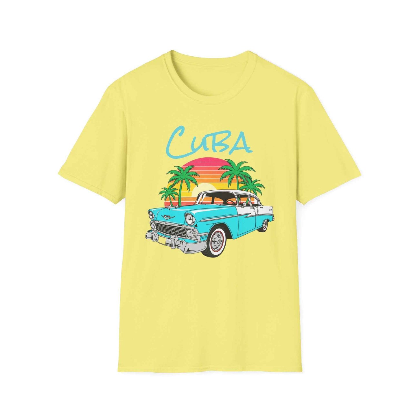 Camiseta Cuba Carro Clásico - T-Shirt Vintage Cubana con Atardecer