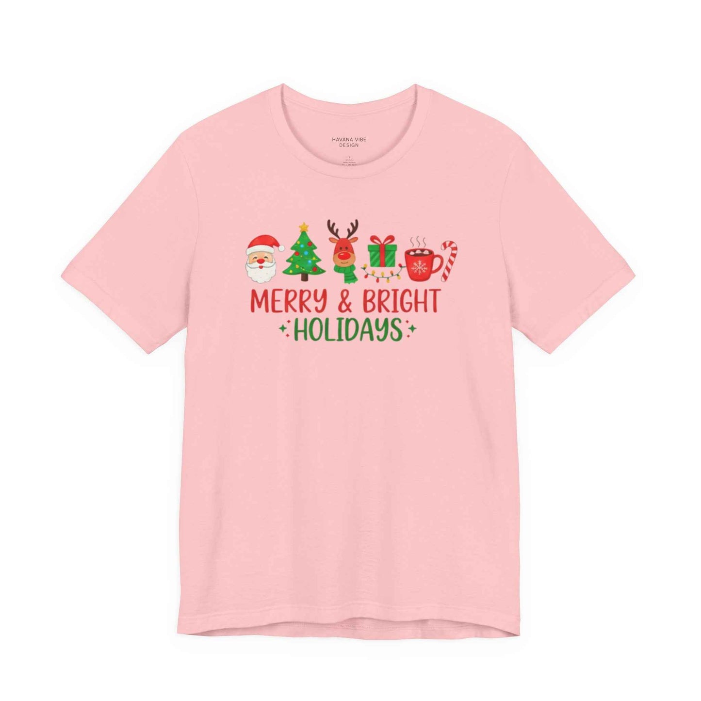 Merry & Bright Christmas T-Shirt – Festive Holiday Icons Tee