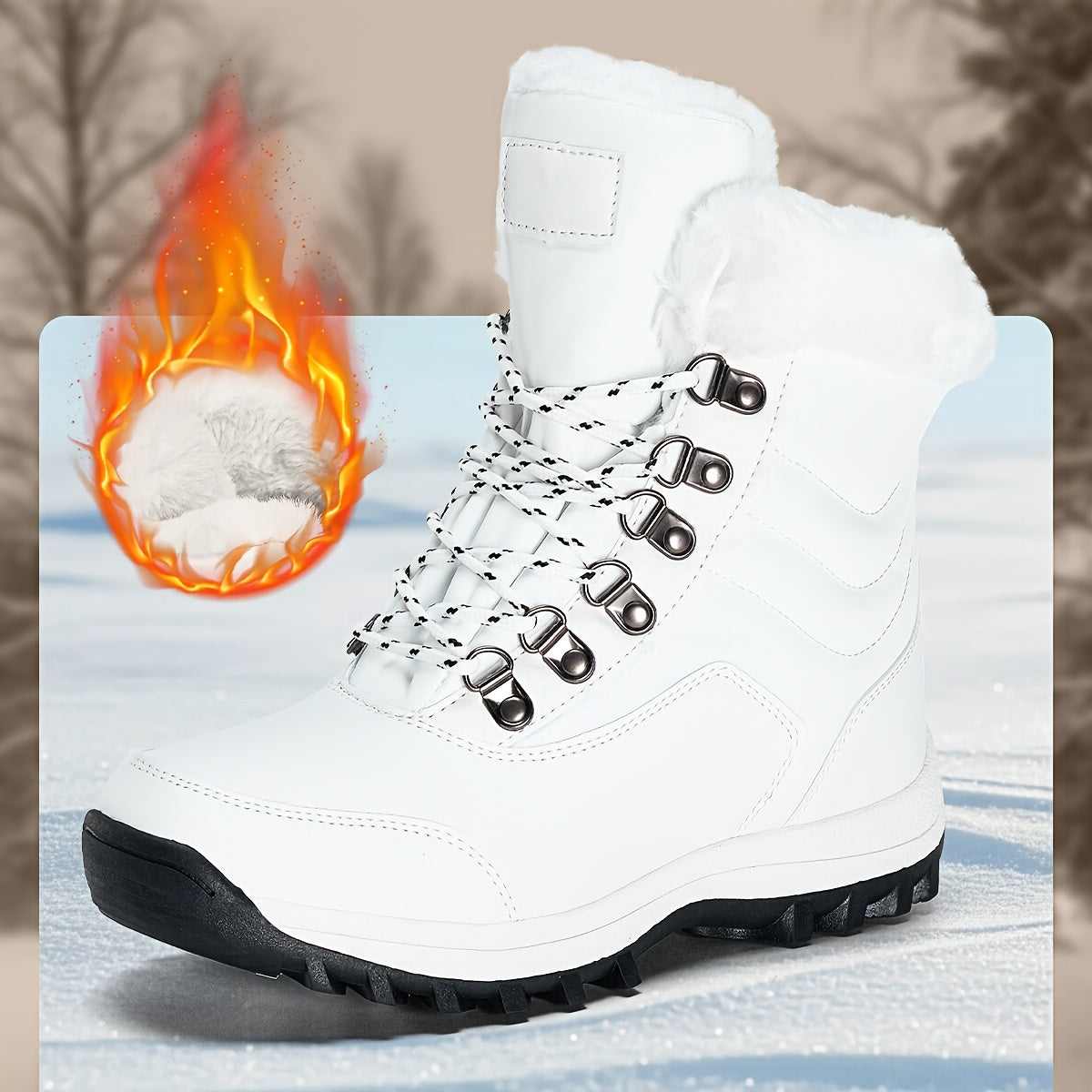 Women's Mid-Calf Snow Boots - Faux Fur Lined Winter Boots