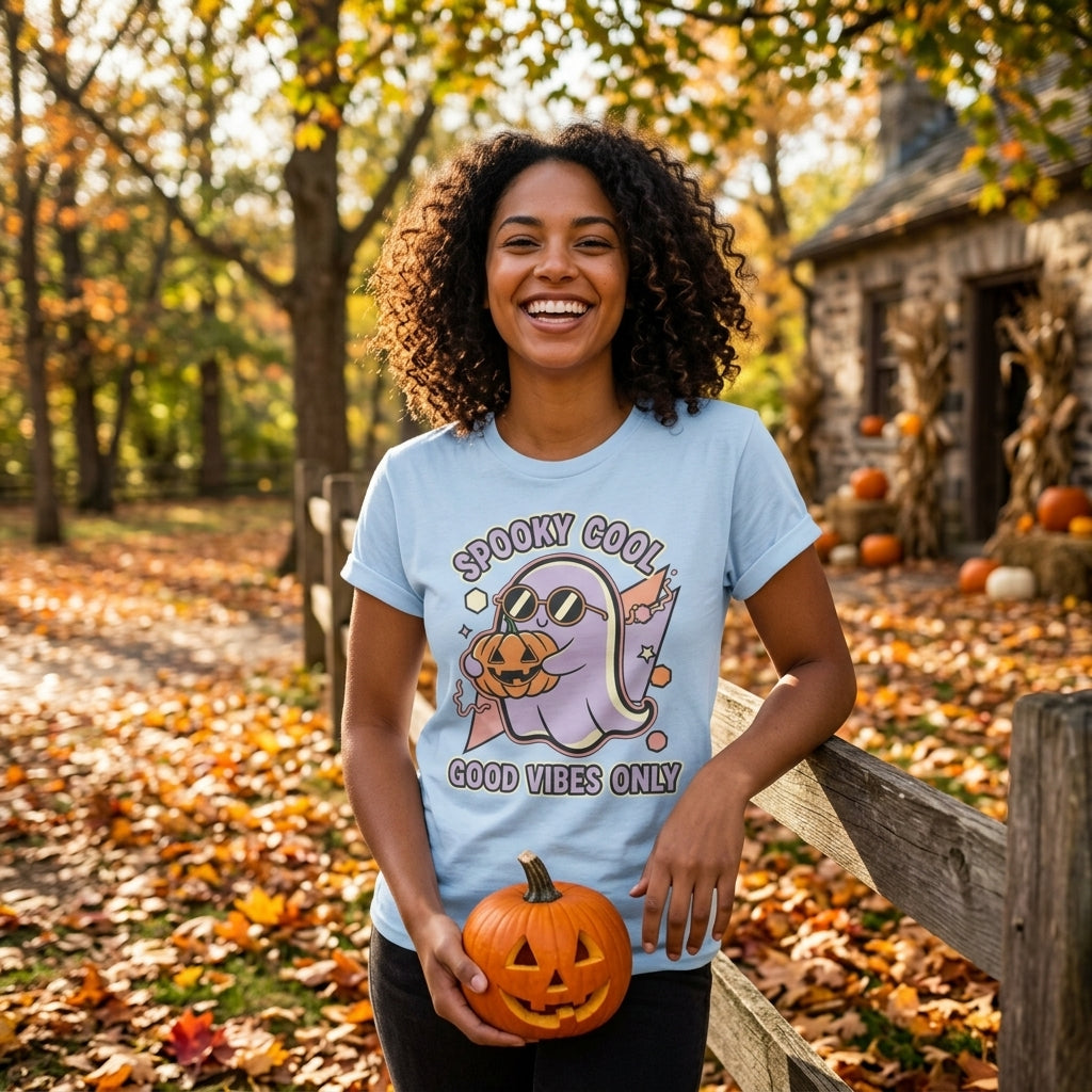 Spooky Cool Ghost T-Shirt | Good Vibes Only Halloween Tee