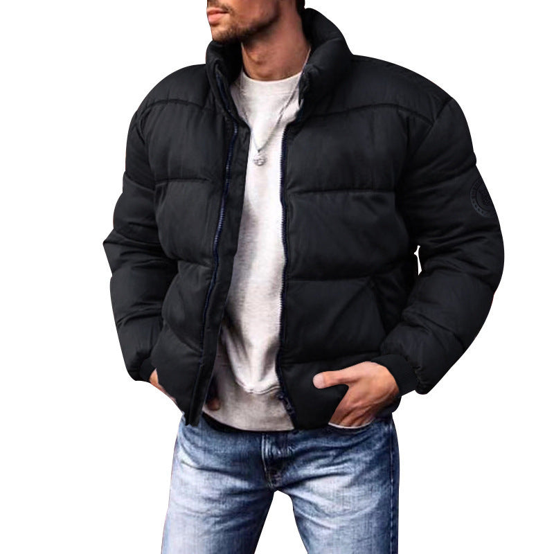 Men's Stand-Up Collar Padded Jacket - Thickened Down Cotton Winter Coat