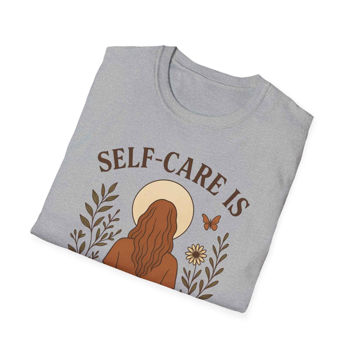 Self-Care Is Revolutionary Shirt  Boho Feminist Graphic Tee, Mental Health Gift, Retro Botanical T-Shirt for Women