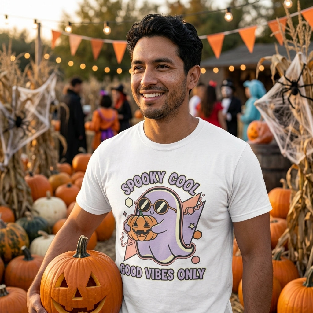 Spooky Cool Ghost T-Shirt | Good Vibes Only Halloween Tee