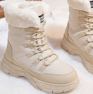 Women's Fleece-Lined Chunky Sole Shoes - Warm Versatile Winter Footwear