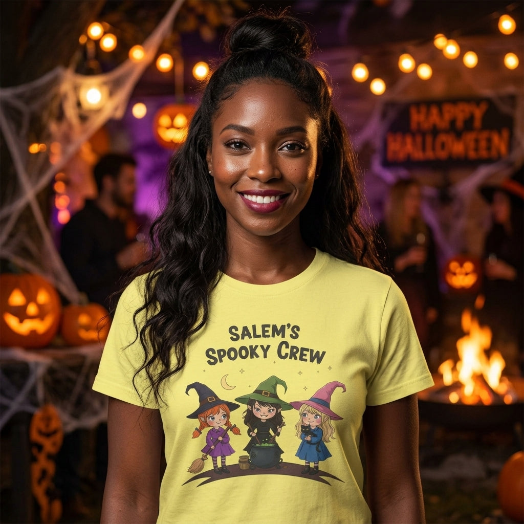 Salem's Spooky Crew T-Shirt | Cute Witch Halloween Graphic Tee