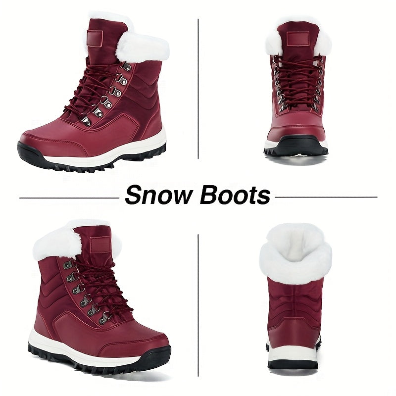 Women's Mid-Calf Snow Boots - Faux Fur Lined Winter Boots