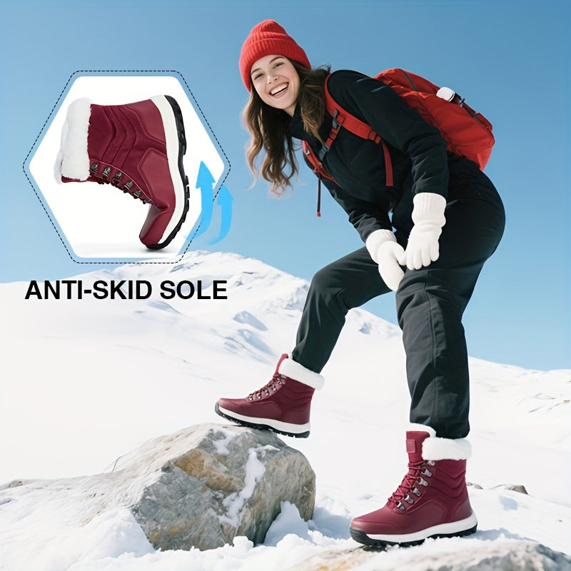 Women's Mid-Calf Snow Boots - Faux Fur Lined Winter Boots