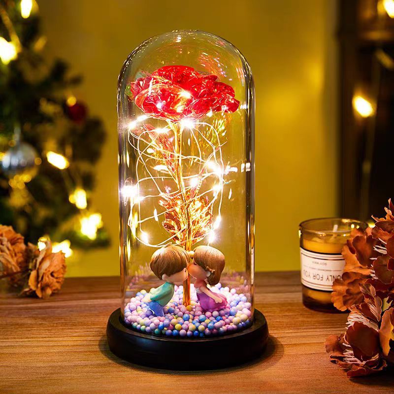 Eternal Rose LED Light - Glass Dome Valentine's Day Gift with Night Light