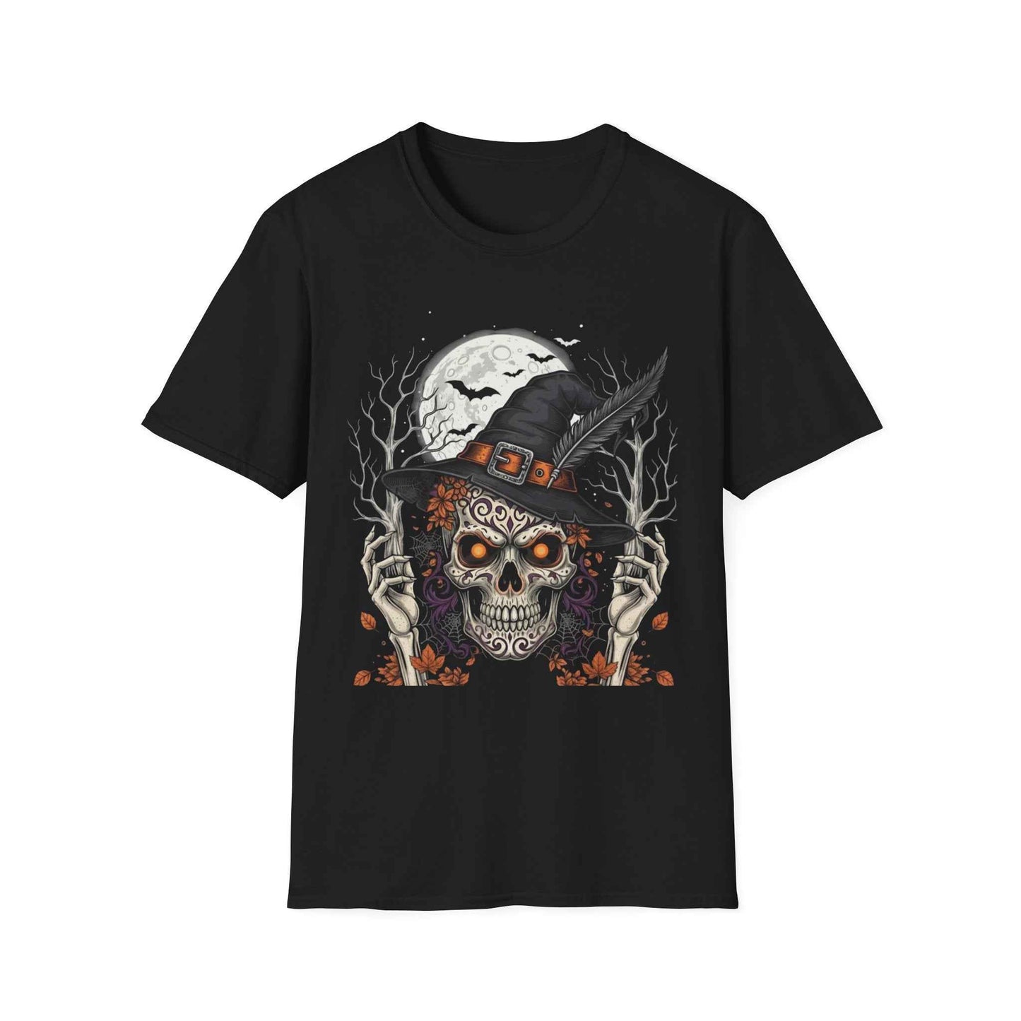 Camiseta Calavera Bruja Halloween - T-Shirt Spooky Skull Witch Única