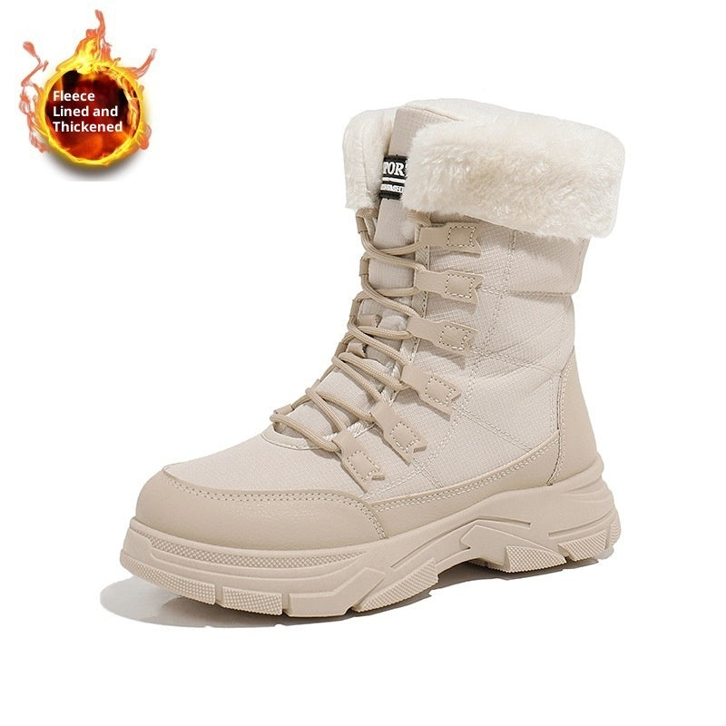 Women's Fleece-Lined Chunky Sole Shoes - Warm Versatile Winter Footwear