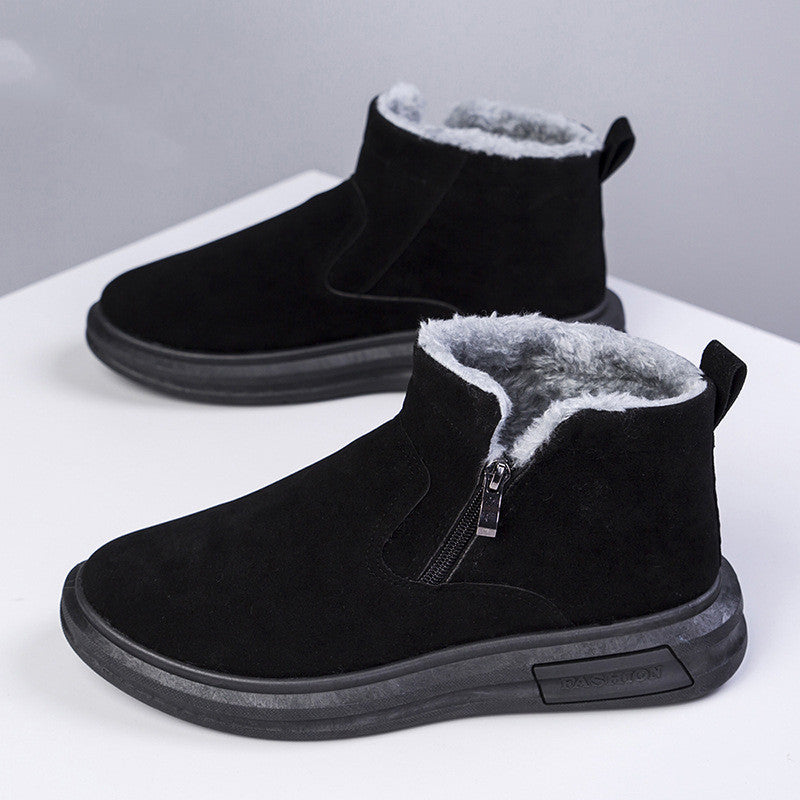 Men's Fashion Snow Boots - Side Zipper Fleece-Lined Ankle Boots