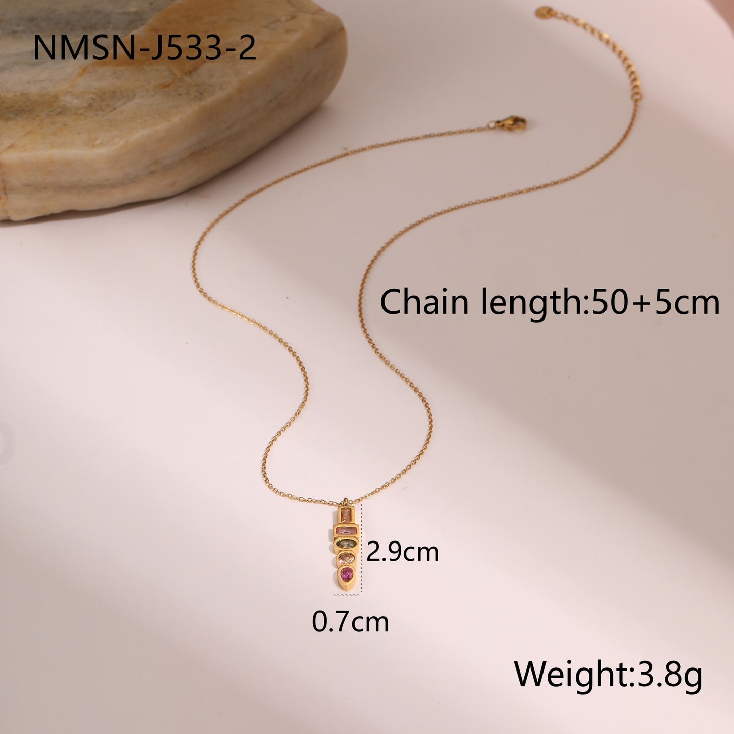 Colorful Zircon Star Pendant Necklace - Stainless Steel Fashion Jewelry