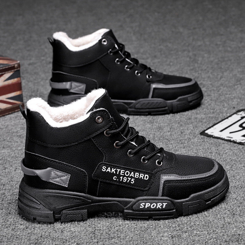 Men's Plush Snow Boots - High-Top Velvet Thickened Workwear Winter Boots