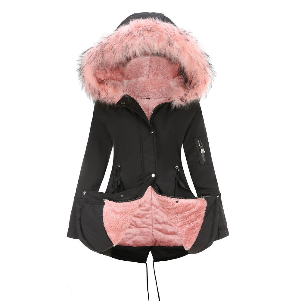 Women's Mid-Length Hooded Parka - Thickened Cotton-Padded Winter Coat