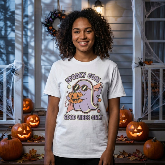 Spooky Cool Ghost T-Shirt | Good Vibes Only Halloween Tee