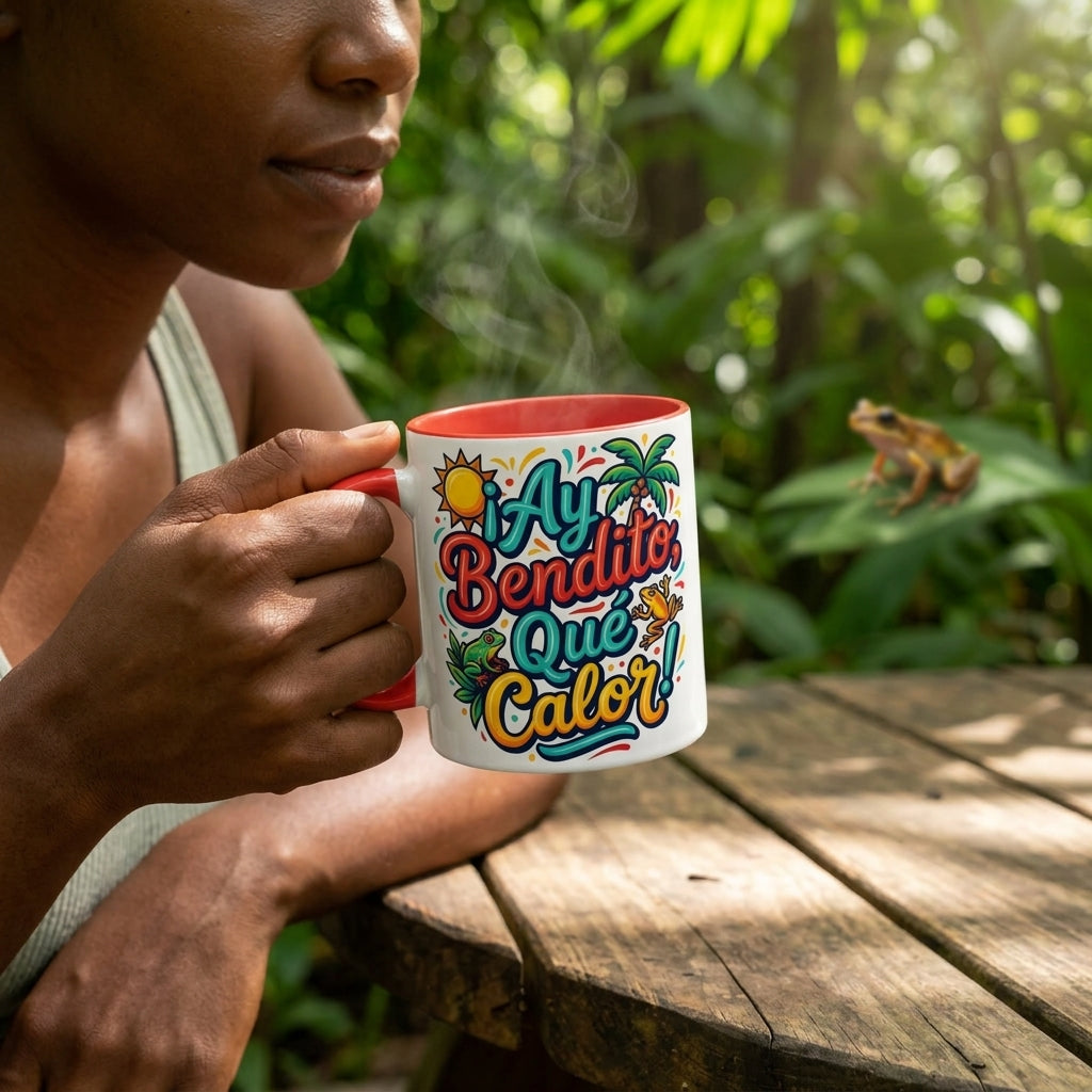 Ay Bendito Que Calor, Coffee Mug | Spanish Tropical Design, 11oz or 15oz