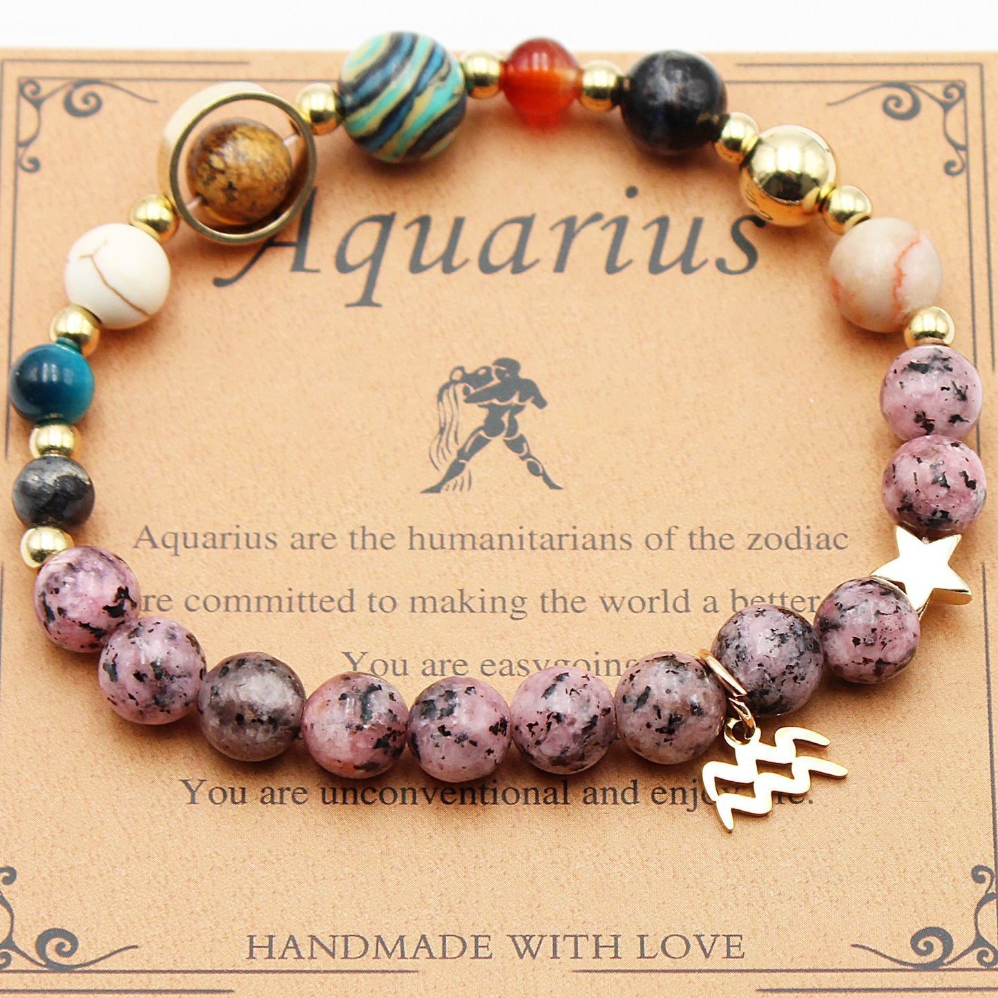 Zodiac Constellation Bracelet - 8 Planets Natural Stone Bracelet