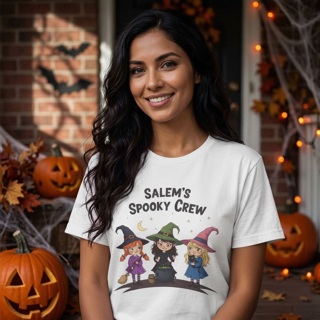 Salem's Spooky Crew T-Shirt | Cute Witch Halloween Graphic Tee