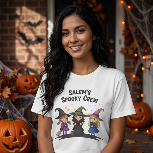 Salem's Spooky Crew T-Shirt | Cute Witch Halloween Graphic Tee