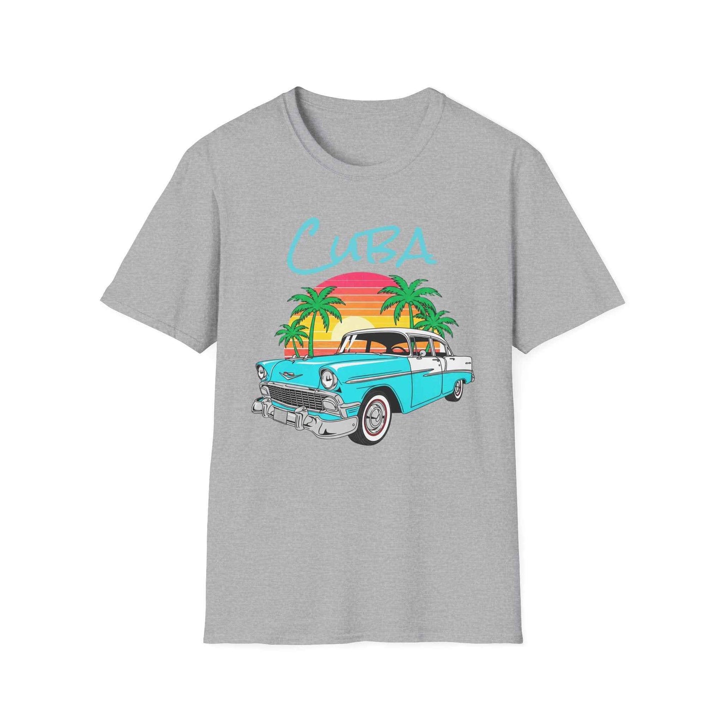 Camiseta Cuba Carro Clásico - T-Shirt Vintage Cubana con Atardecer
