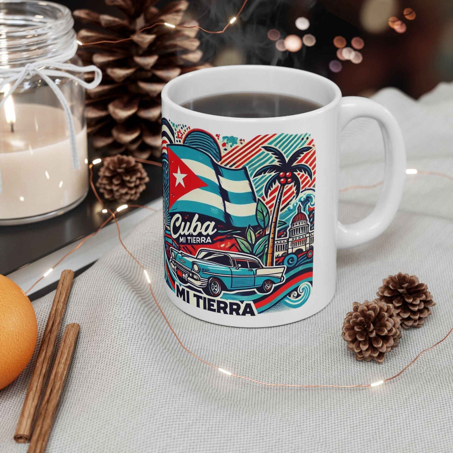Taza Cuba Mi Tierra - Café Cubano | Regalo Nostálgico | 11oz y 15oz