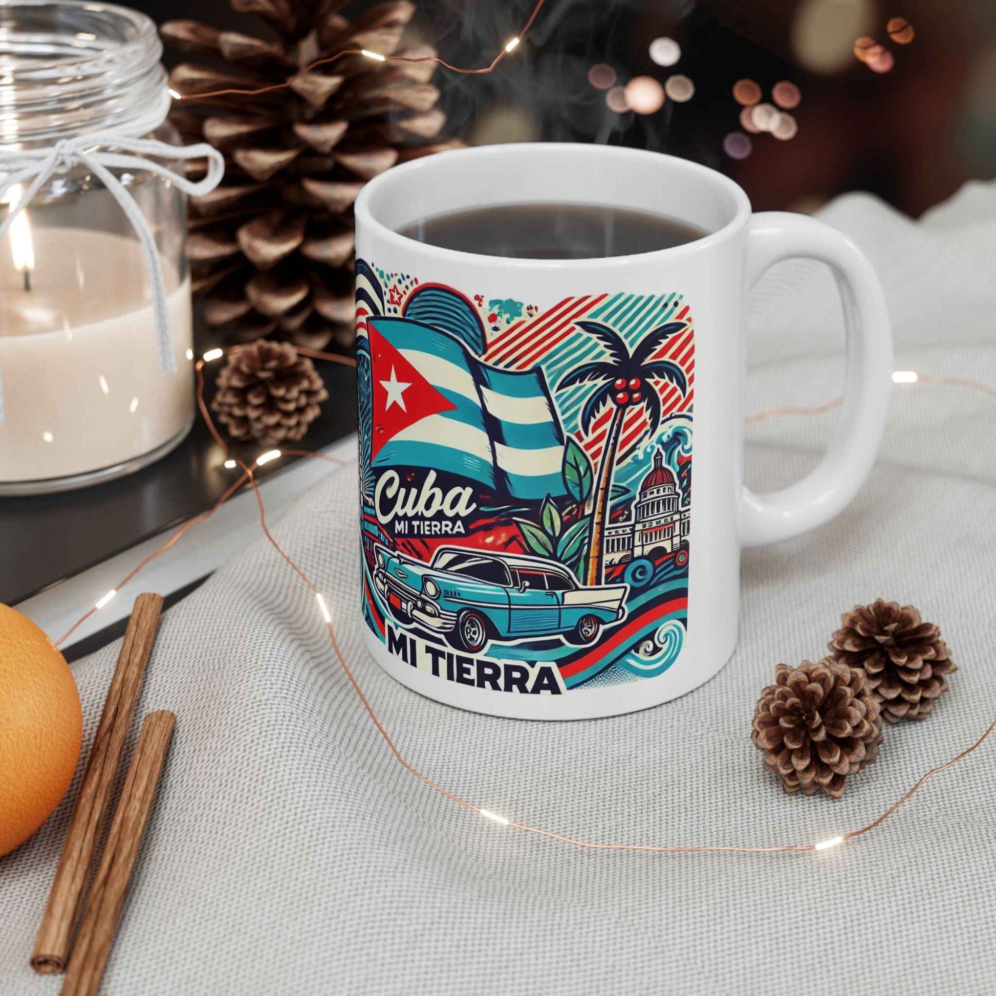 Taza Cuba Mi Tierra - Café Cubano | Regalo Nostálgico | 11oz y 15oz