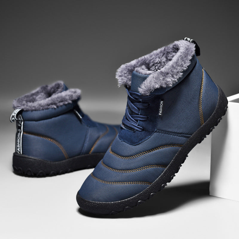 Plus Size Fleece-Lined Snow Boots - Casual Warm Flat Cotton Winter Shoes