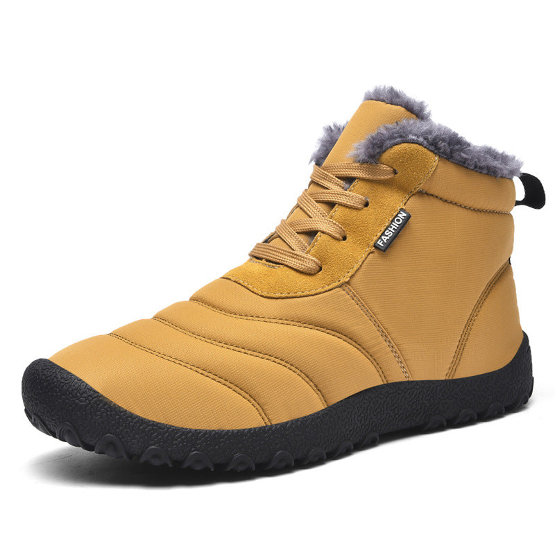 Plus Size Fleece-Lined Snow Boots - Casual Warm Flat Cotton Winter Shoes