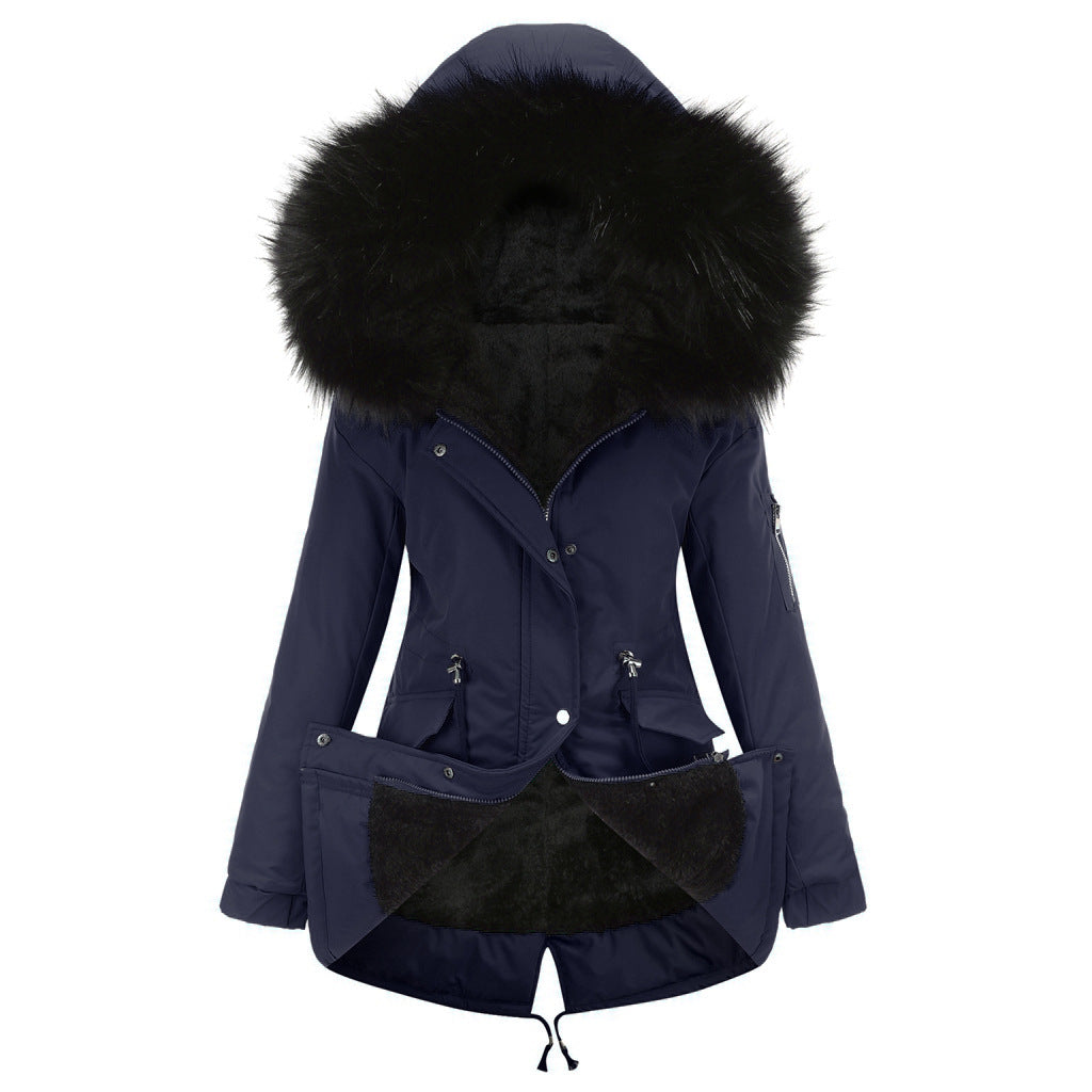 Women's Mid-Length Hooded Parka - Thickened Cotton-Padded Winter Coat