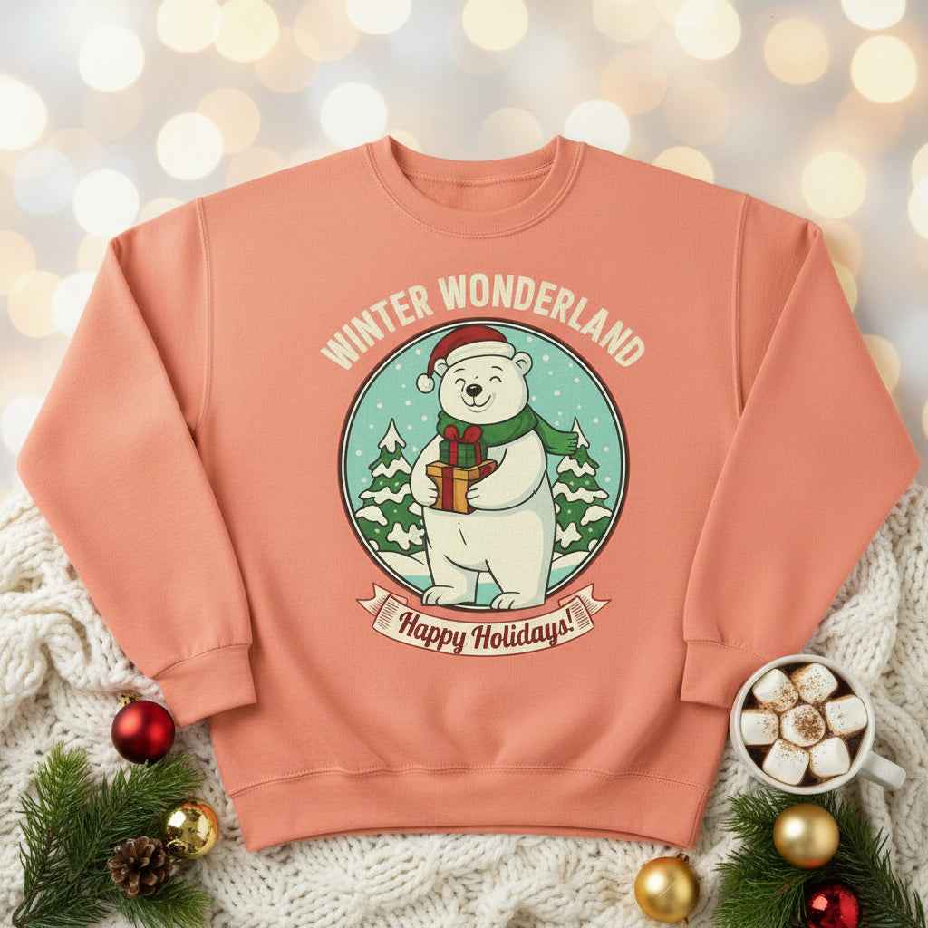 Polar Bear Winter Wonderland Sweatshirt - Happy Holidays Crewneck