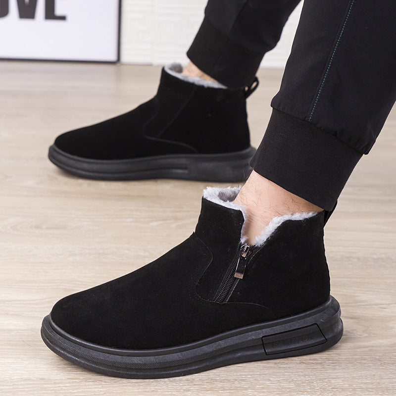 Men's Fashion Snow Boots - Side Zipper Fleece-Lined Ankle Boots