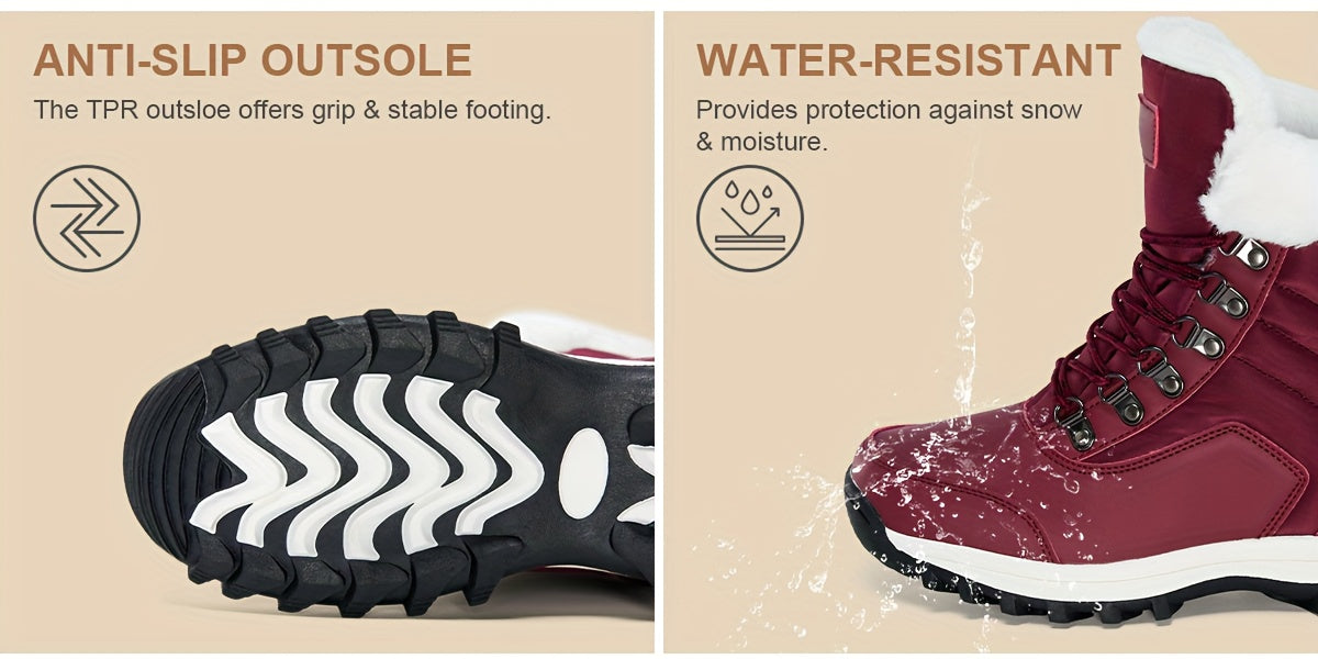 Women's Mid-Calf Snow Boots - Faux Fur Lined Winter Boots