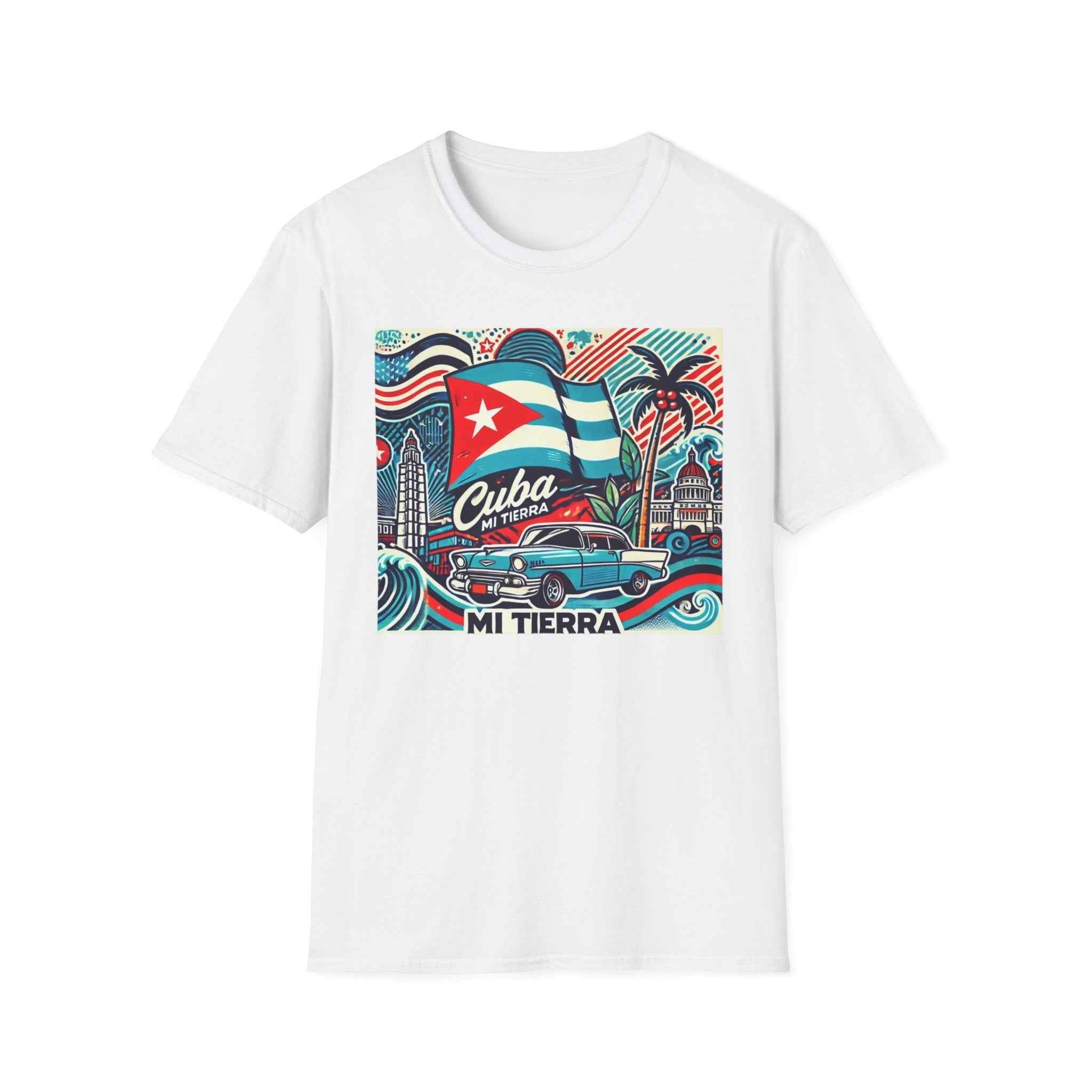 Camiseta Cuba Mi Tierra - T-Shirt Doble Bandera Orgullo Cubano-Americano