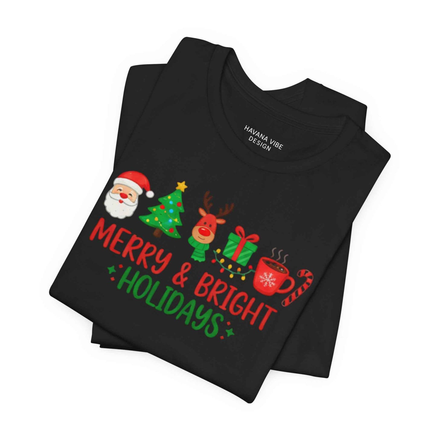 Merry & Bright Christmas T-Shirt – Festive Holiday Icons Tee