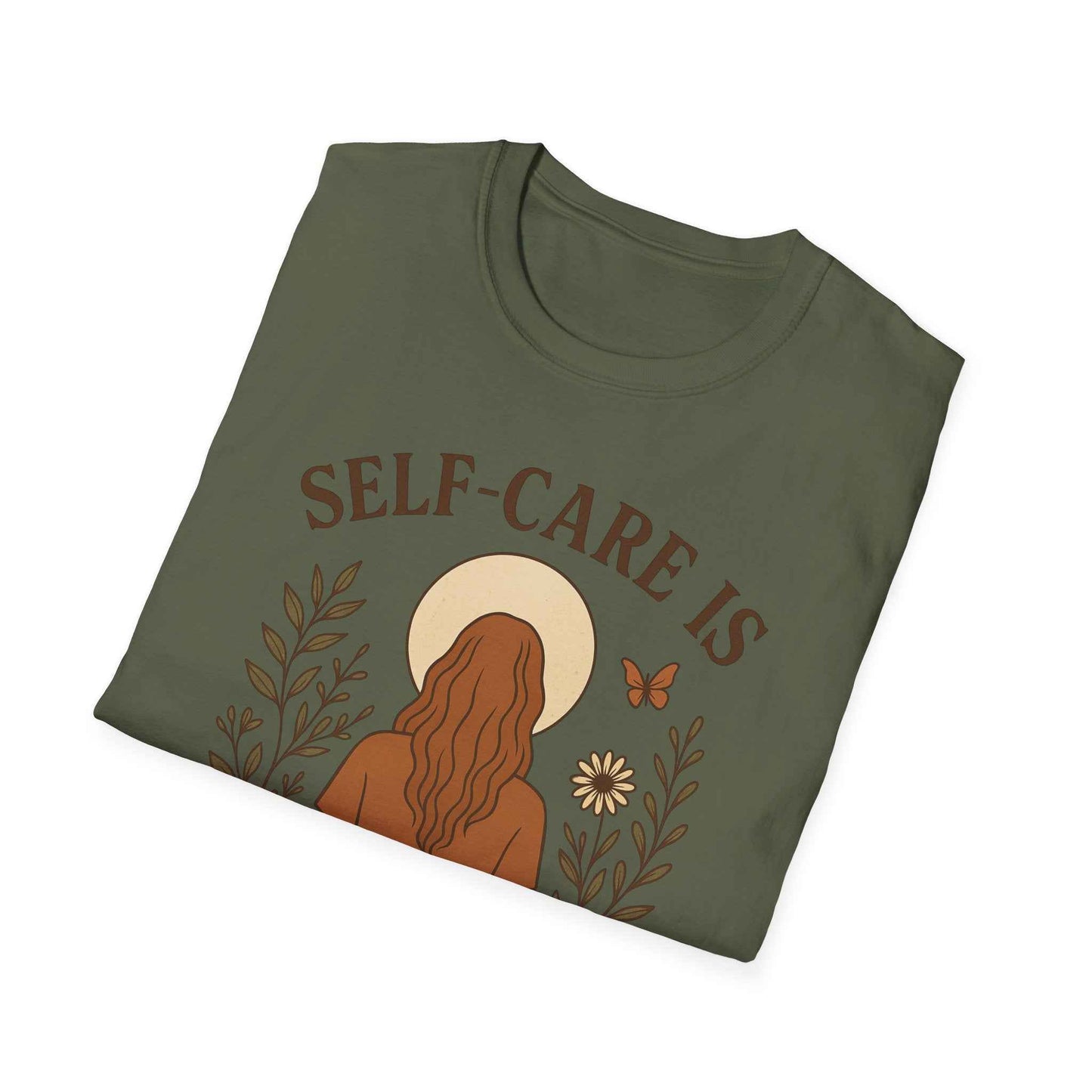 Self-Care Is Revolutionary Shirt  Boho Feminist Graphic Tee, Mental Health Gift, Retro Botanical T-Shirt for Women