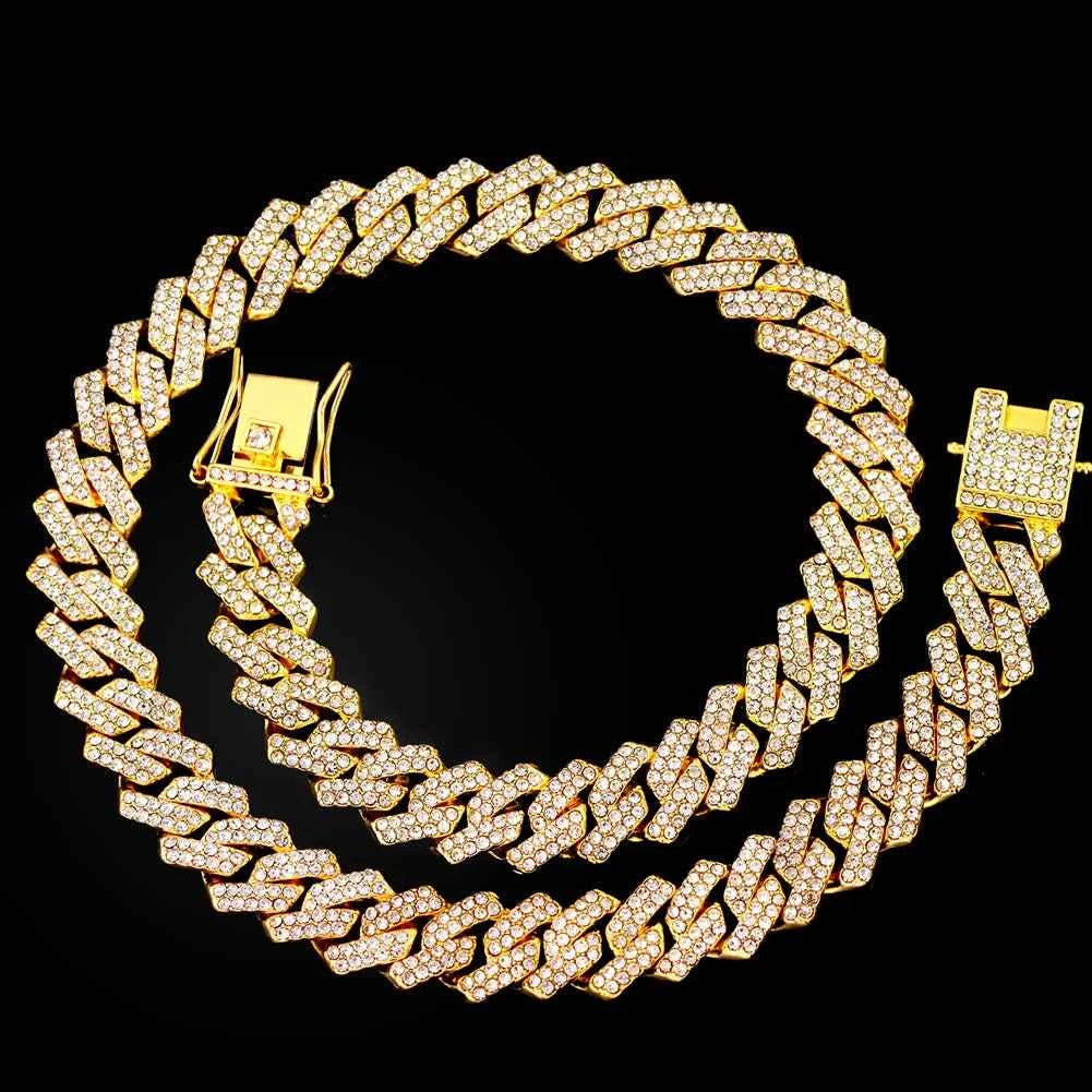 20" Iced Out Cuban Chain - Hip Hop Style with Crystals