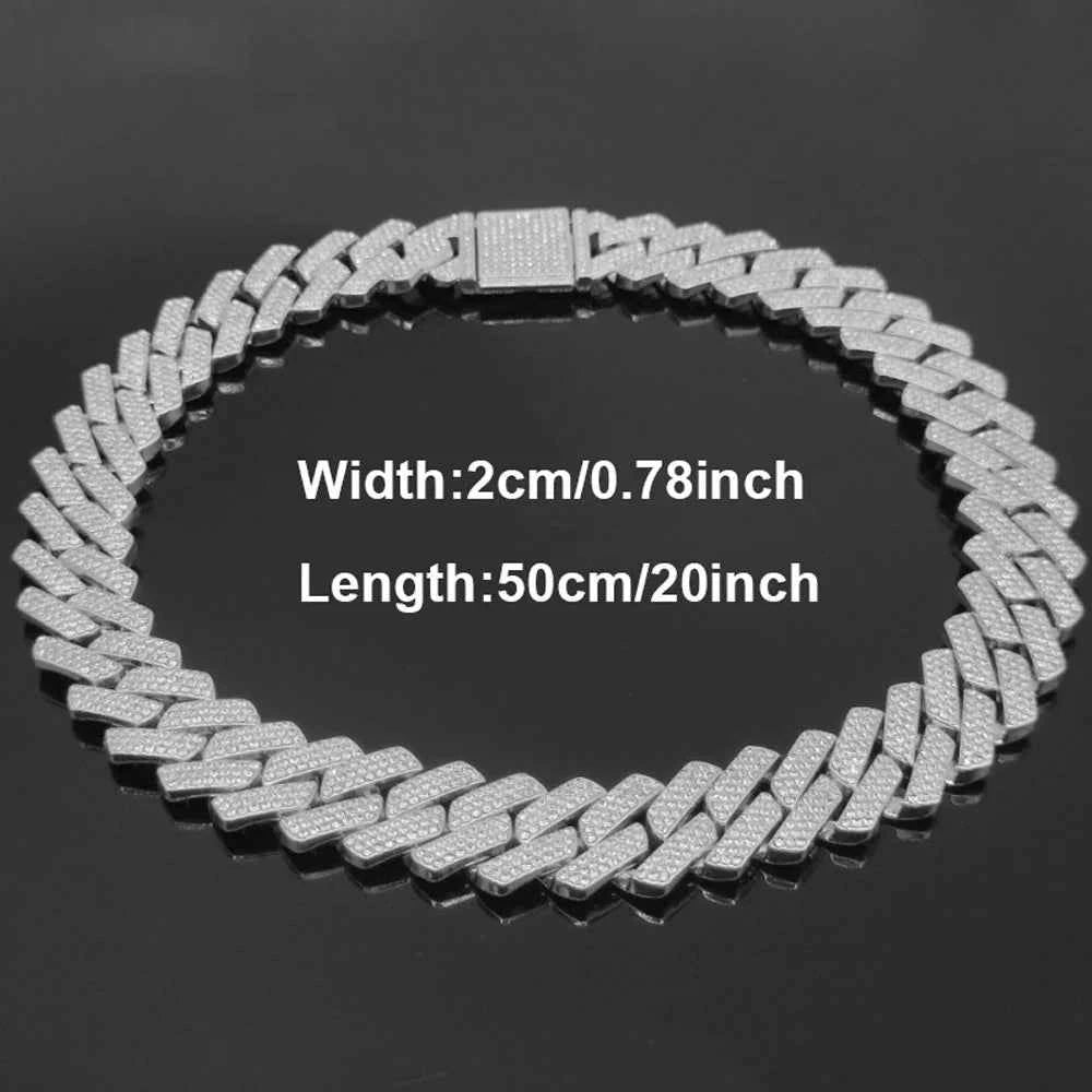 20mm Iced Out Cuban Link Chain | 3-Row CZ Heavy Chunky Hip Hop Necklace