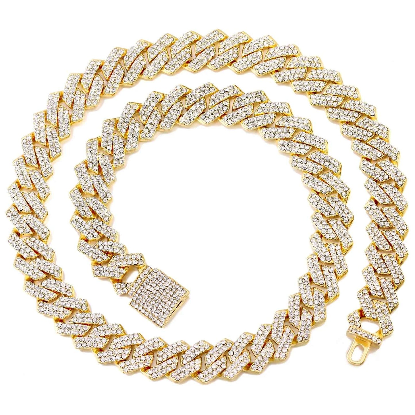 20" Iced Out Cuban Chain - Hip Hop Style with Crystals